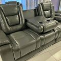 Selling with online payment: Grey two-toned reclining sofa and reclining loveseat