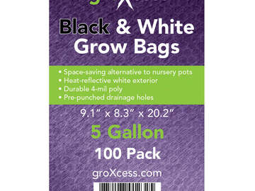  : Black & White Grow Bags, 5 gal, 100 Pack