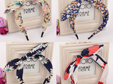 Buy Now: 50pcs floral bow hairband fashion polka dot rabbit ears hairpin