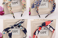 Comprar ahora: 50pcs floral bow hairband fashion polka dot rabbit ears hairpin