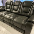 Selling with online payment: Rich grey leather 2pc living room set - new