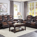 Selling with online payment: Soft brown leather reclining 2pc living room set - new