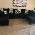 Selling with online payment: Black U-sectional with nail head accent - new
