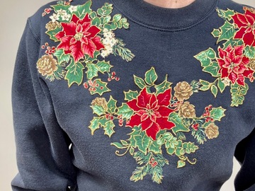 Selling: Vintage Poinsettia Garland Print Sweater