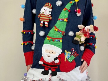 Selling: Festive Pom Pom Light Up Holiday Ugly Sweater 
