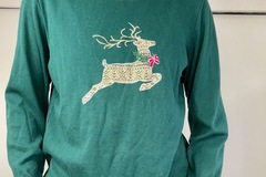 Selling: Karen Scott Holiday Reindeer Print Long Sleeve Top