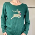 Selling: Karen Scott Holiday Reindeer Print Long Sleeve Top
