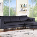 Selling with online payment: Contemporary style black velvet sectional with wooden legs - new