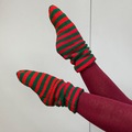 Selling: Red & Green candy cane striped fuzzy socks 