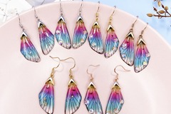 Buy Now: 35 Pairs of Gradient Colorful Rhinestone Wing Earrings