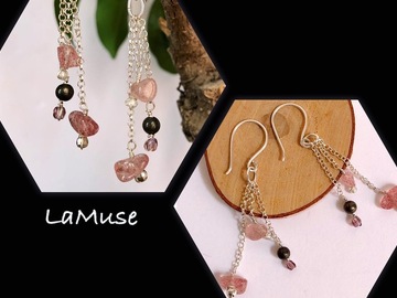 Sale retail: Boucles pendantes tourmalines roses