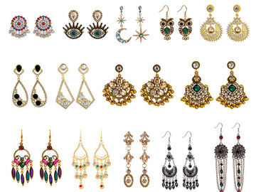 Buy Now: 50 pairs of vintage colorful bohemian devil eye crystal earrings
