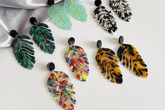 Buy Now: 50 pairs of color blocking multilayer splicing leaf earrings