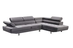 Selling with online payment: Contemporary tufted grey sectional with chrome legs - new