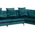 Selling with online payment: Modern button tufted teal velvet sectional with nailhead trim