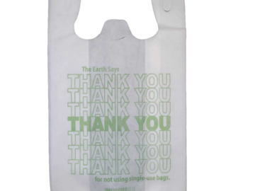 Bulk Lots: 10800 Pcs Reusable Thank you Bag - 12" X 7" X 22" Large bag white