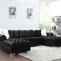 Selling with online payment: Modern oversized black velvet U-sectional with nailhead trim