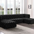 Selling with online payment: Modern oversized black velvet U-sectional