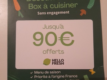 Vente: Carte réduction Hello Fresh (90€)
