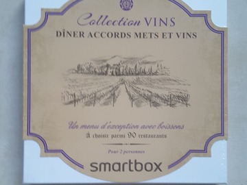 Vente: Coffret Smartbox "Dîner accords mets et vins" (129,90€)