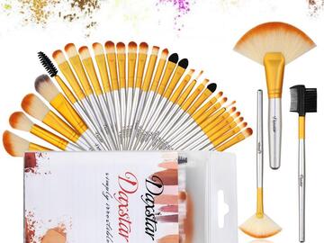Liquidation & Wholesale Lot: 160 pcs Bright Yellow Makeup Brushes Set Professional