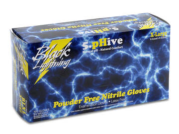  : Black Nitrile Gloves Powder Free - XLarge