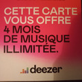 Vente: Carte Deezer - 4 mois de musique (72€)