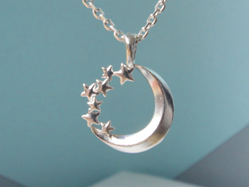  : star crescent pendant(Silver chain included)