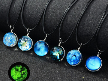 Liquidation & Wholesale Lot: 100pcs 20MM double-sided handmade glass ball luminous necklace
