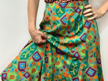 Selling: Vintage Fit + Flare Vibrant Midi Skirt