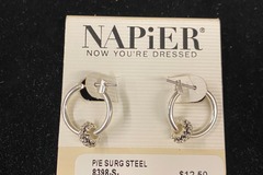 Liquidation & Wholesale Lot: 50 pairs-Napier Sterling Silver Finish Hoop Earrings-$1.99 pr