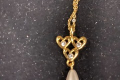 Liquidation & Wholesale Lot: 60 pcs-18" Pearl teardrop-Swarovski Rhinestone Necklace in gift b