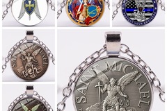 Liquidation & Wholesale Lot: 100pcs Holy Shield Angel Time Gem Pendant Necklace