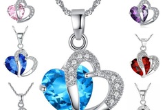 Liquidation & Wholesale Lot: 120 pcs Colorful Heart Shape Necklaces Zircon Jewelry