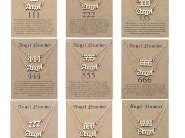 Liquidation & Wholesale Lot: 50PCS Angel Lucky Number Angel Monogram Necklace