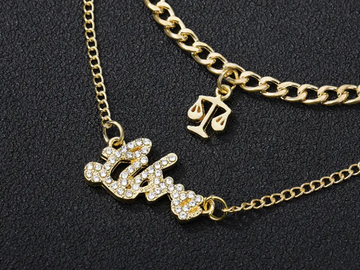 Bulk Lots: 3pc Alloy Double Layered Constellation/Zodiac Sign Necklaces