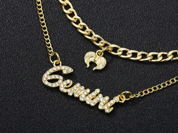 Bulk Lots: 3pc Alloy Double Layered Constellation/Zodiac Sign Necklaces