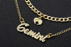 Bulk Lots: 3pc Alloy Double Layered Constellation/Zodiac Sign Necklaces