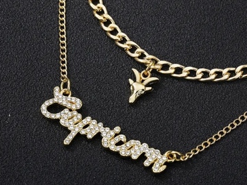 Bulk Lots: 3pc Alloy Double Layered Constellation/Zodiac Sign Necklaces