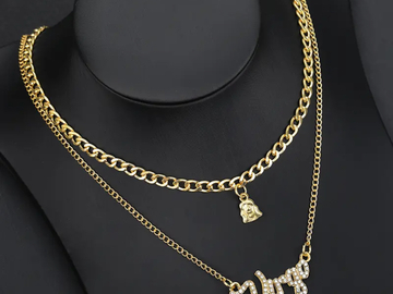 Bulk Lots: 3pc Alloy Double Layered Constellation/Zodiac Sign Necklaces