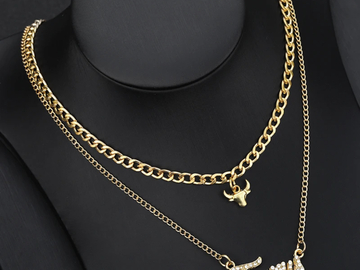 Bulk Lots: 3pc Alloy Double Layered Constellation/Zodiac Sign Necklaces