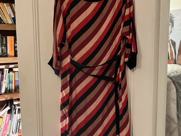 Selling: Red, black, brown striped dress size M
