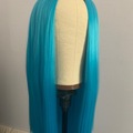 Selling with online payment: Long Cyan Blue Wig
