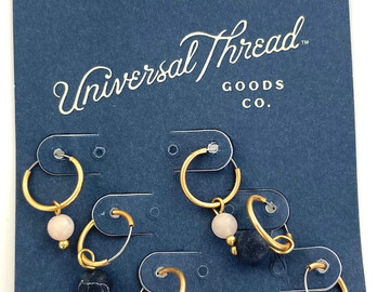 Buy Now: Wholesale Name Brand Earrings - Semi Precious Hoop Trio - 50 Pack