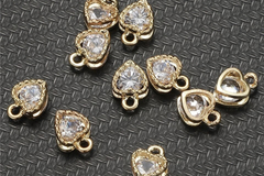 Bulk Lots: 40pc Heart Alloy Charms, with Cubic Zirconia Pendant Lot