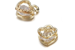 Bulk Lots: 20pc Heart Alloy Charms, with Cubic Zirconia Pendant Lot