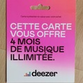 Vente: Carte Deezer Premium ou famille - 4 mois offert (60€)
