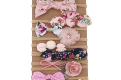 Buy Now: 10Set/100pcs children's fabric floral bow soft nylon hair band