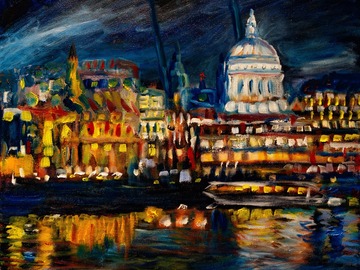 Sell Artworks: Night of St. Paul's Cathedral & Thames