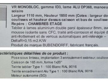 Vente: 6 Volets Roulants solaires Bubendorff ID3 Alu Blanc